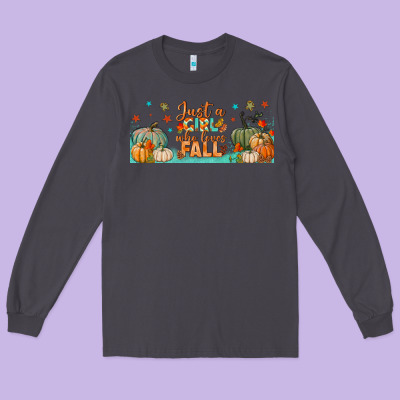 Just A Girl Who Loves Fall Libbey Glass Long Sleeve Tee Designed By Bundleandbundleshop