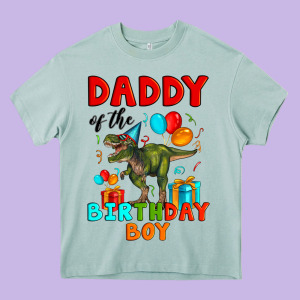 Daddy Of The Birthday Boy T Rex Heavy Core Tee Designed By Artiststas