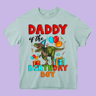Daddy Of The Birthday Boy T Rex Heavy Core Tee Designed By Artiststas