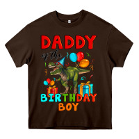 Chocolate Brown daddy of the birthday boy t rex Heavy Core Tee - Artiststas