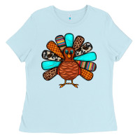 Baby Blue Thanksgiving Turkey Ladies Tee - JahusDesignShop