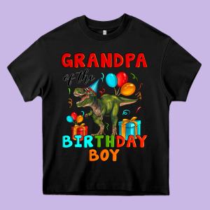 Grandpa Of The Birthday Boy T Rex Heavy Core Tee Designed By Artiststas