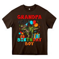 Chocolate Brown grandpa of the birthday boy t rex Heavy Core Tee - Artiststas