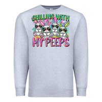 Heather Grey Chilling with my peeps Easter bunnies Premium Sweatshirt - CowGirlArtShop