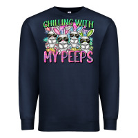 Navy Chilling with my peeps Easter bunnies Premium Sweatshirt - CowGirlArtShop