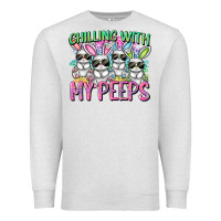 Oatmeal Heather Chilling with my peeps Easter bunnies Premium Sweatshirt - CowGirlArtShop