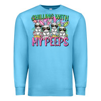 Ocean Blue Chilling with my peeps Easter bunnies Premium Sweatshirt - CowGirlArtShop