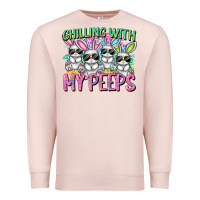 Pale Pink Chilling with my peeps Easter bunnies Premium Sweatshirt - CowGirlArtShop