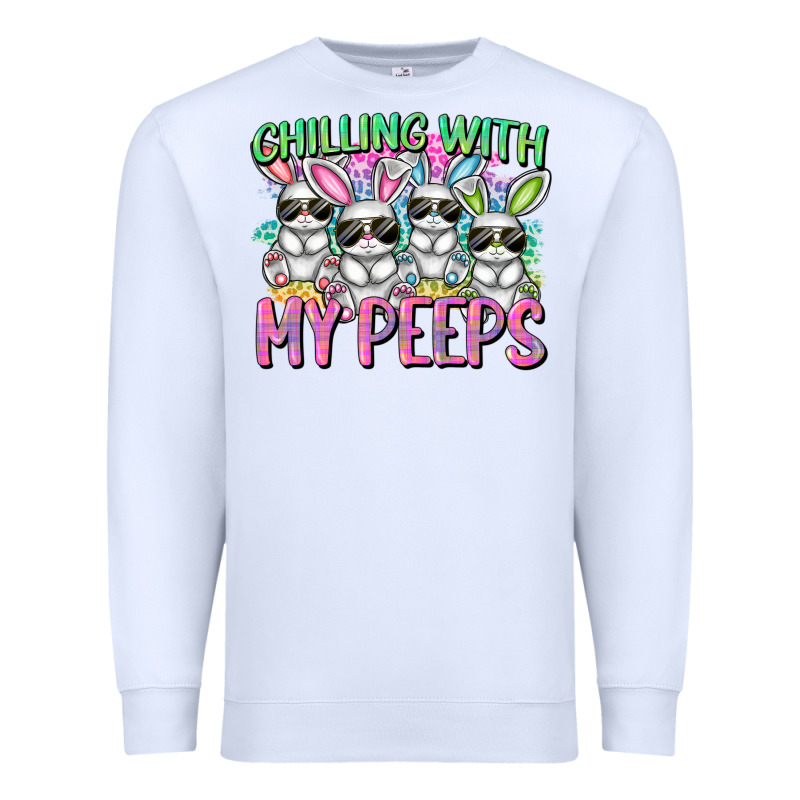 Chilling With My Peeps Easter Bunnies Premium Sweatshirt by CowGirlArtShop | Teevron