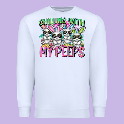 Chilling With My Peeps Easter Bunnies Premium Sweatshirt Designed By Cowgirlartshop