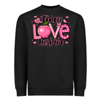 Black teach love inspire teacher valentines day Heavyweight Sweatshirt - LillyAllenDesigns