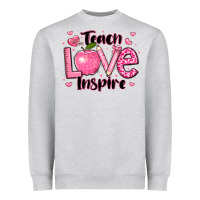 Heather Grey teach love inspire teacher valentines day Heavyweight Sweatshirt - LillyAllenDesigns