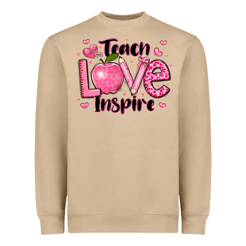 Teach Love Inspire Teacher Valentines Day Heavyweight Sweatshirt by LillyAllenDesigns | Teevron