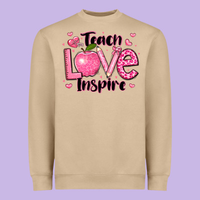 Teach Love Inspire Teacher Valentines Day Heavyweight Sweatshirt Designed By Lillyallendesigns