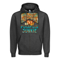 Charcoal Heather Pumpkin junkie Zipper Hoodie - NancyCooperArtShop