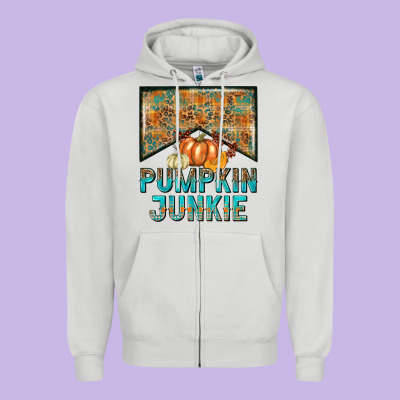 Pumpkin Junkie Zipper Hoodie Designed By Nancycooperartshop