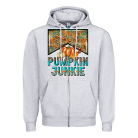 Heather Grey Pumpkin junkie Zipper Hoodie - NancyCooperArtShop