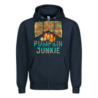 Navy Pumpkin junkie Zipper Hoodie - NancyCooperArtShop