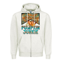 Oatmeal Heather Pumpkin junkie Zipper Hoodie - NancyCooperArtShop