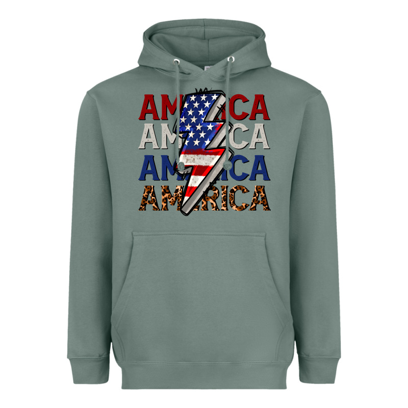 America With Lightning Bold Heavyweight Hoodie by CowGirlArtShop | Teevron