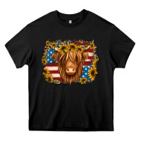 Black 4th of july shaggy cow Heavy Core Tee - Jasminsmagicworld