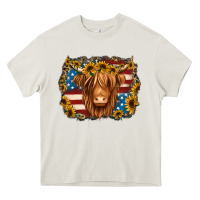 Cream 4th of july shaggy cow Heavy Core Tee - Jasminsmagicworld