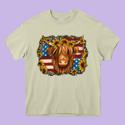 4th Of July Shaggy Cow Heavy Core Tee Designed By Jasminsmagicworld