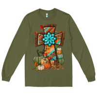 Army Green fall cross Long Sleeve Tee - BundleAndBundleShop