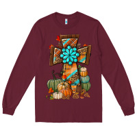 Burgundy fall cross Long Sleeve Tee - BundleAndBundleShop