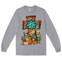 Heather Grey fall cross Long Sleeve Tee - BundleAndBundleShop