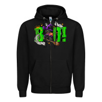 Black Boo! with black cat Halloween Zipper Hoodie - NancyCooperArtShop