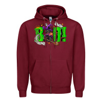 Burgundy Boo! with black cat Halloween Zipper Hoodie - NancyCooperArtShop