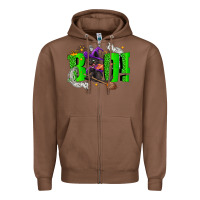 Chestnut Boo! with black cat Halloween Zipper Hoodie - NancyCooperArtShop