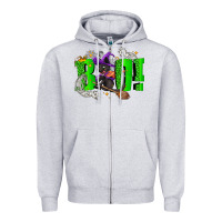 Heather Grey Boo! with black cat Halloween Zipper Hoodie - NancyCooperArtShop