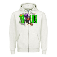 Oatmeal Heather Boo! with black cat Halloween Zipper Hoodie - NancyCooperArtShop