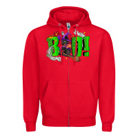 Red Boo! with black cat Halloween Zipper Hoodie - NancyCooperArtShop