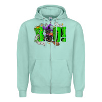 Seafoam Boo! with black cat Halloween Zipper Hoodie - NancyCooperArtShop