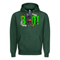 Sports Green Boo! with black cat Halloween Zipper Hoodie - NancyCooperArtShop