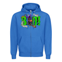True Royal Boo! with black cat Halloween Zipper Hoodie - NancyCooperArtShop
