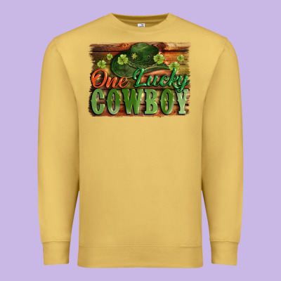 One Lucky Cowboy St. Patrick's Day Premium Sweatshirt Designed By Cowgirlartshop