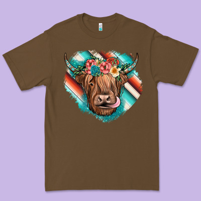 Highland Cow Serape Premium Tee Designed By Jahusdesignshop