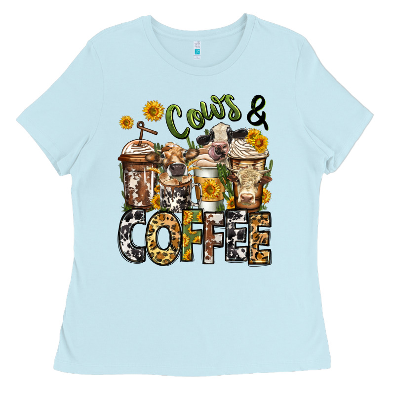 Cows And Coffee Cups Ladies Tee by Jasminsmagicworld | Teevron