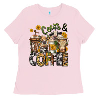 Bubblegum Pink cows and coffee cups Ladies Tee - Jasminsmagicworld