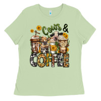Matcha cows and coffee cups Ladies Tee - Jasminsmagicworld