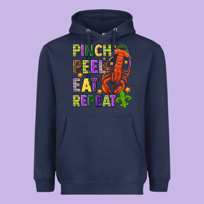 Pinch Peel Eat Repeat Crawfish Heavyweight Hoodie Designed By Howdyjamesfarm