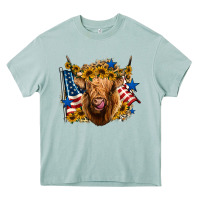 4th Of July Shaggy Cow Leopard Background Heavy Core Tee | Teevron