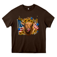 Chocolate Brown 4th of july shaggy cow leopard background Heavy Core Tee - Jasminsmagicworld