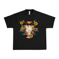 Black aztec western bull skull Urban Heavy Tee - NancyCooperArtShop