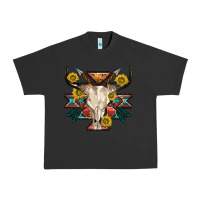 Pigment Black aztec western bull skull Urban Heavy Tee - NancyCooperArtShop