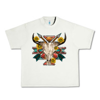 Pistachio aztec western bull skull Urban Heavy Tee - NancyCooperArtShop